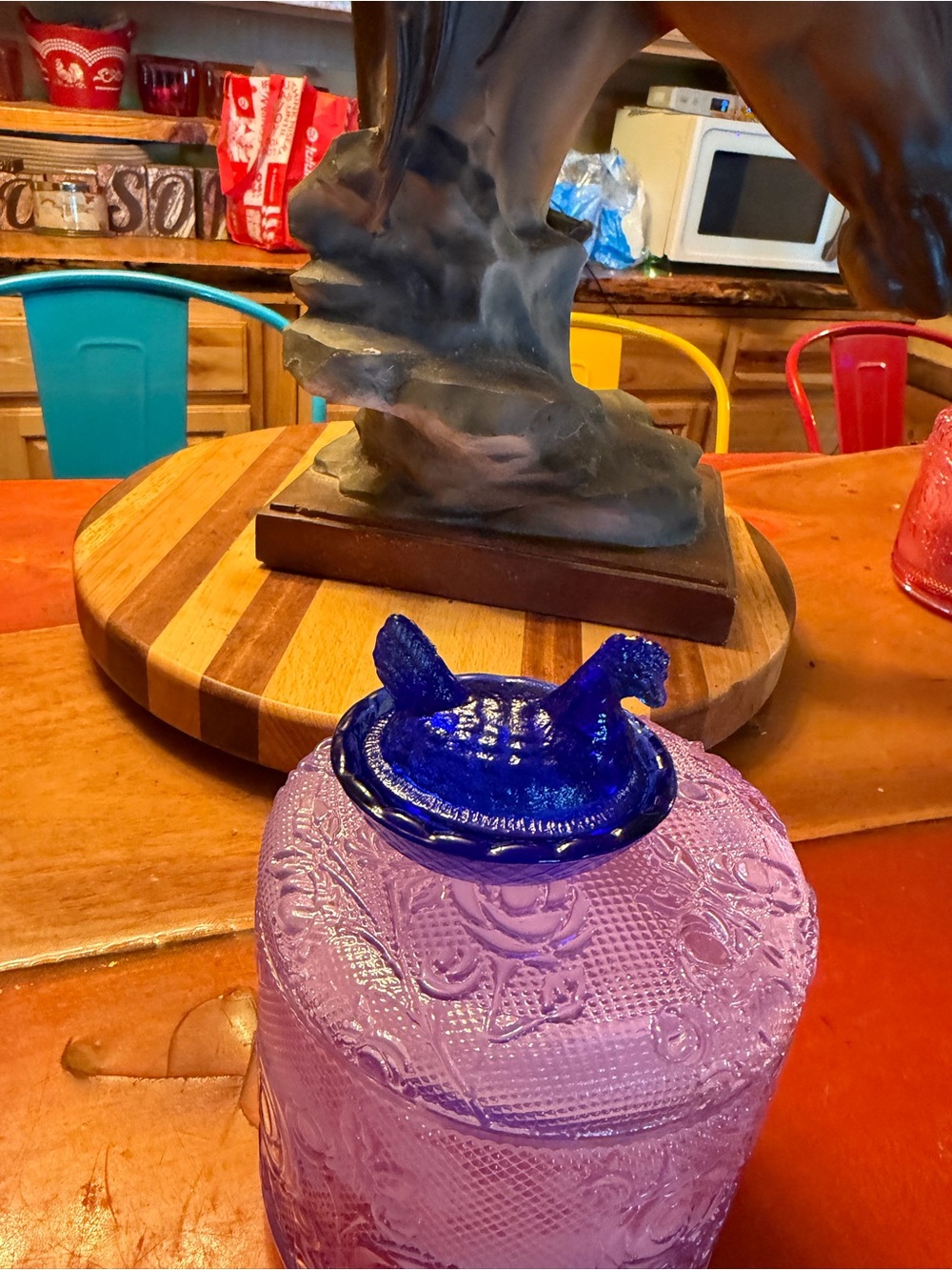 Cobalt blue mini hen on a nest import perfect condition